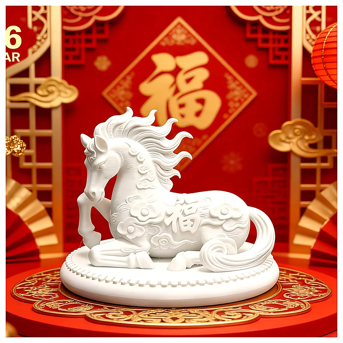 2026 New Year Lucky Horse Long Mane Horse Model Horse Figurine Simulation Horse Decorative Horse Festival Gift Display Piece Horse Toy