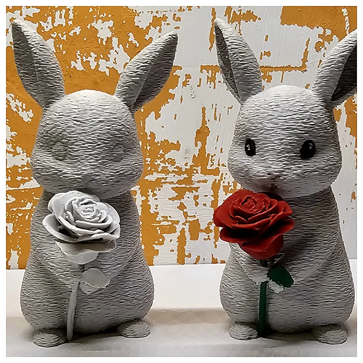 Realistic Rabbit Figurine with Roses Decorative Accent for Home Tabletop Display Pet Lovers Creative Home Decor