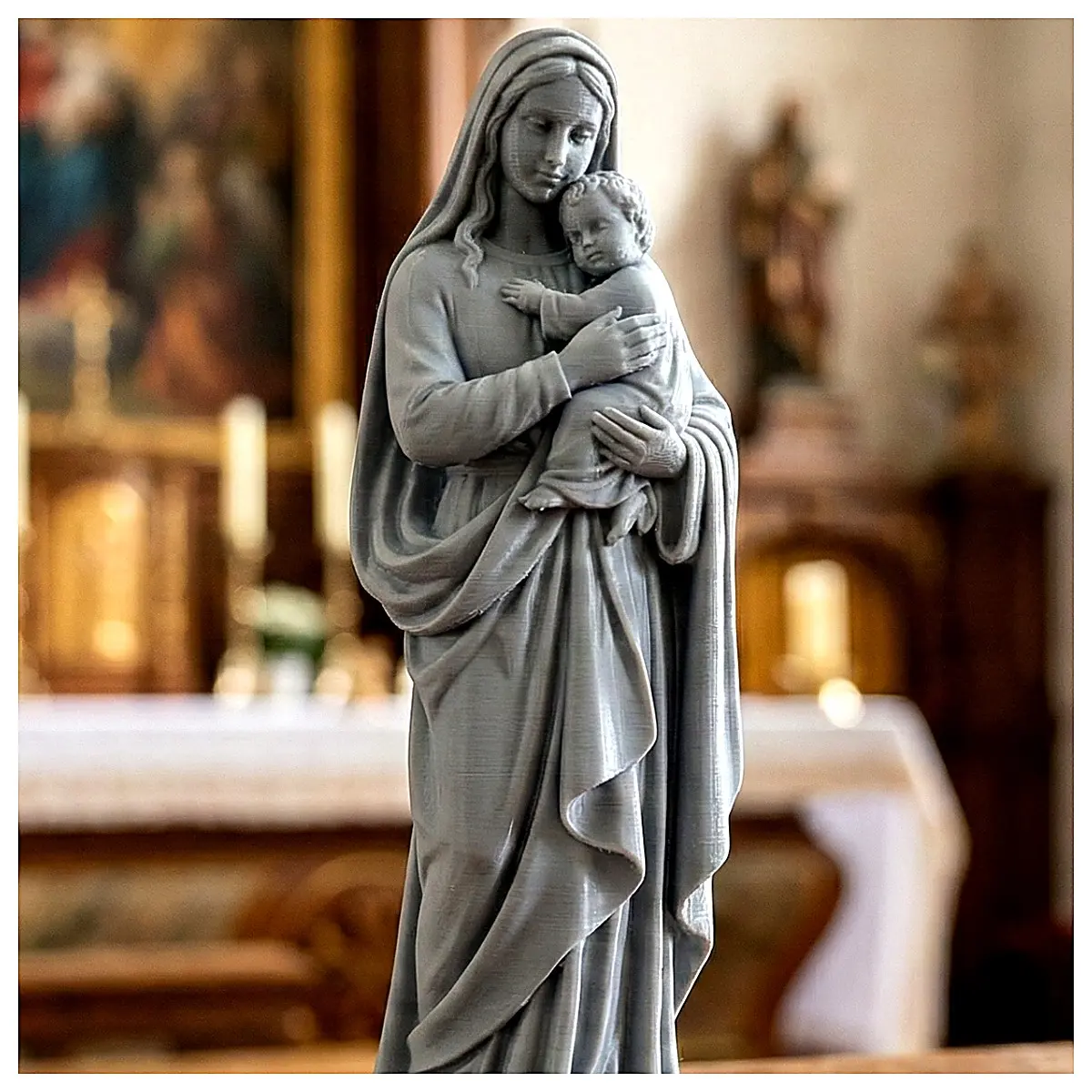 3D Printed Virgin Mary Jesus Statue Religious Art Jesus Christ Model Mary Figurine Prayer Decor
