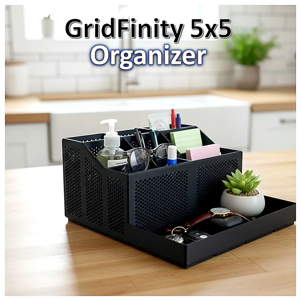 Gridfinity 5x5 Organizer Top Cover Storage Lid Desktop Organizer Parts Storage Box Cover Gridfinity Accessories Desk Storage