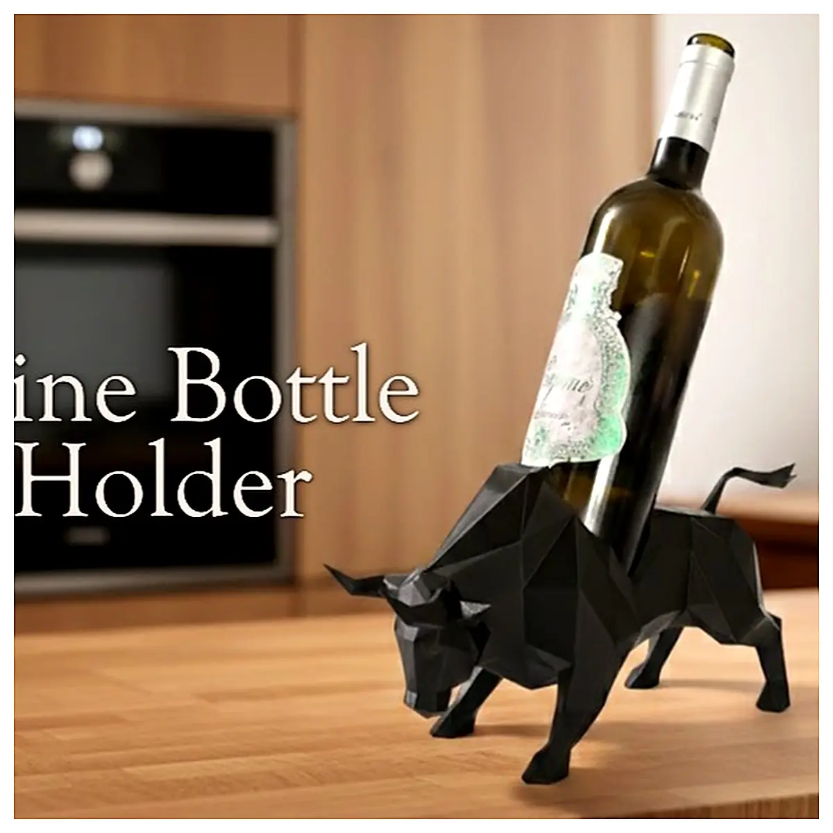 Berserk Bull Wine Rack Low Poly Bottle Display Stand Wine Display Rack Decorative Wine Shelf Wall Mounted Creative Home Decor