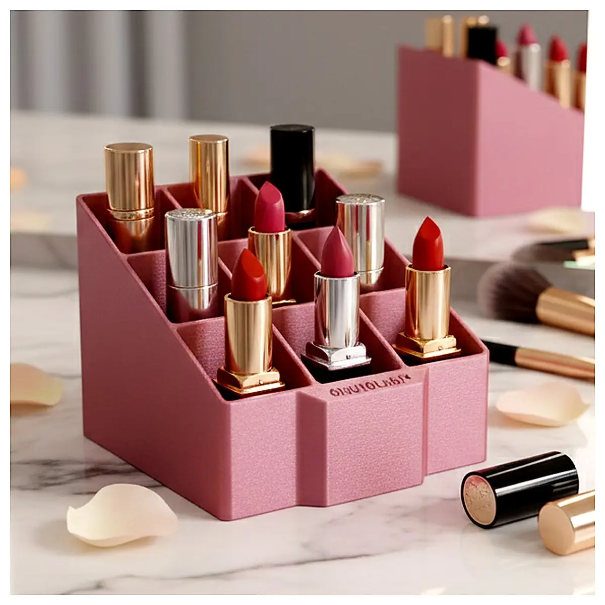 Lipstick Organizer 3x3 Multi Functional Lip Gloss Display Stand Desk Cosmetic Organizer Storage Box Lipstick Holder Shelf 3 Tier Suitable for Lipstick