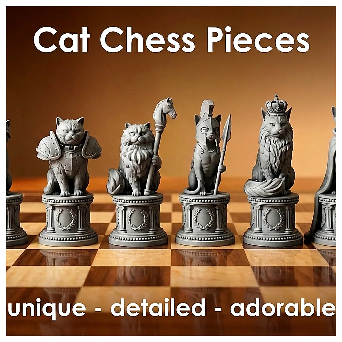 Cat Chess Pieces Multi faceted 3D Puzzle Toys Chess Set Pet Enrichment Brain Training Plush Figures
