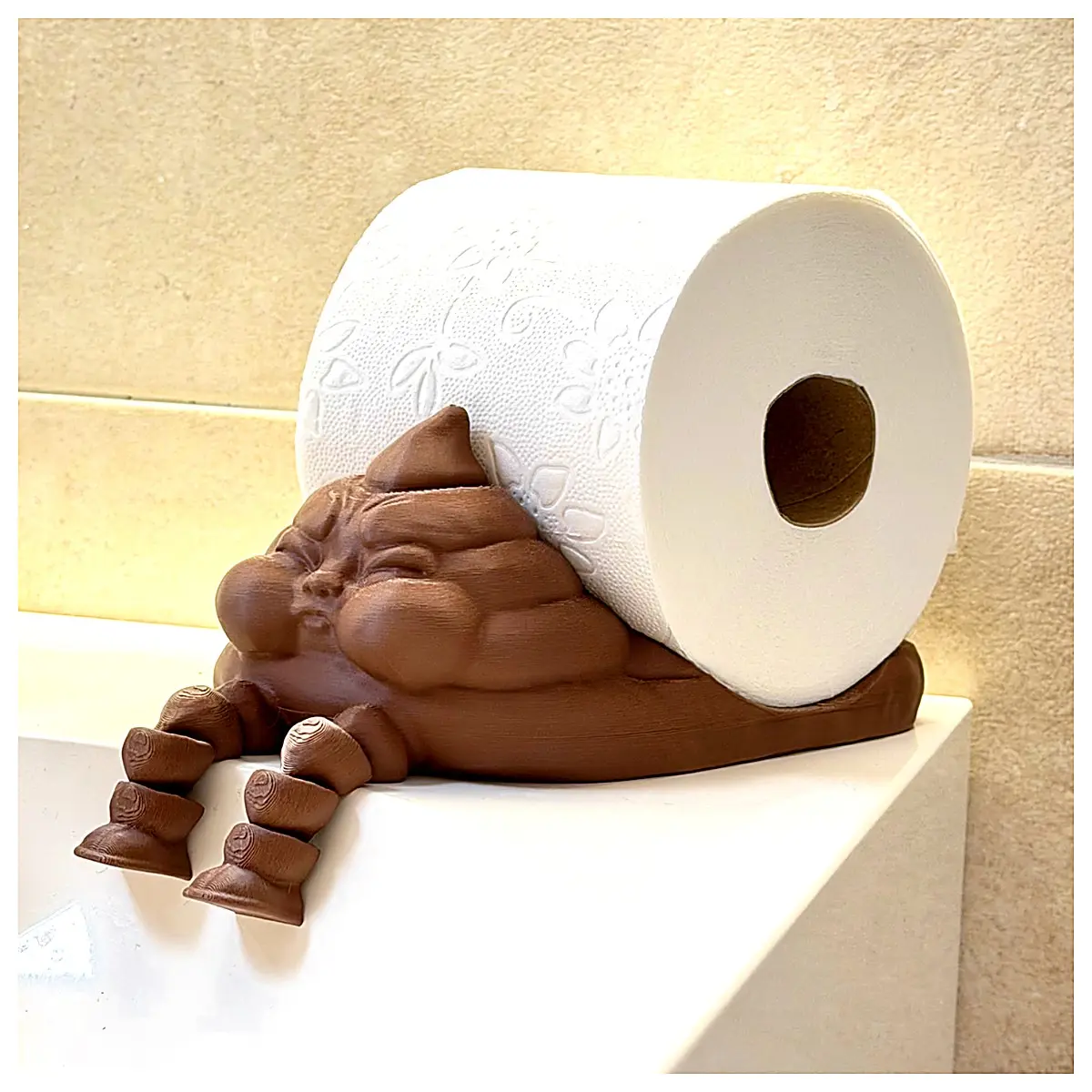 Toilet Paper Holder Shelf Bathroom Paper Dispenser Wall Mounted Storage Funny Poop