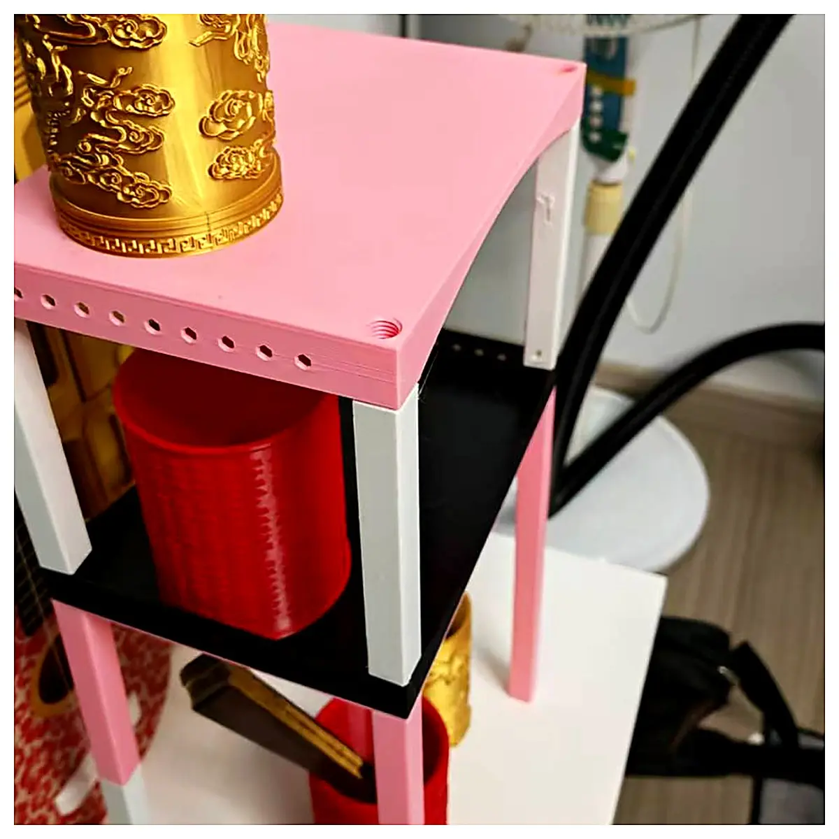 Multi Tier Shelf Organizer Foldable Storage Rack Desk Organizer for Pens Pencils Office Supplies Study Accessories