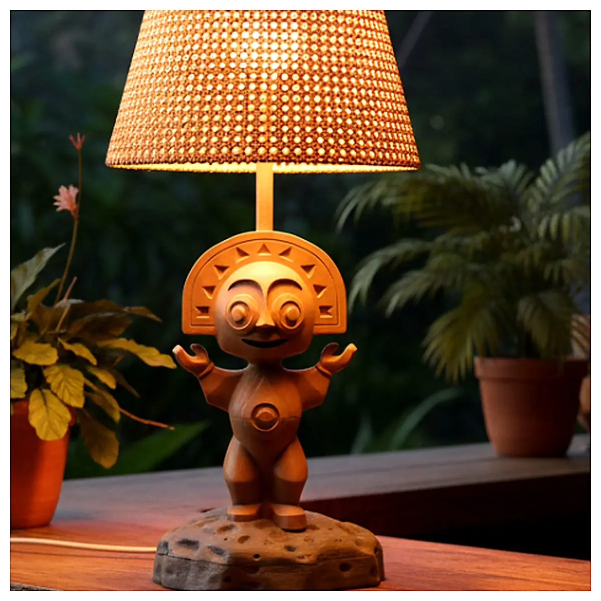 Tikki Bar Table 3D Printed Tropical Style Lighting Decorative Illumination Creative Home Decor Bar Decoration Night Living Room Ornament