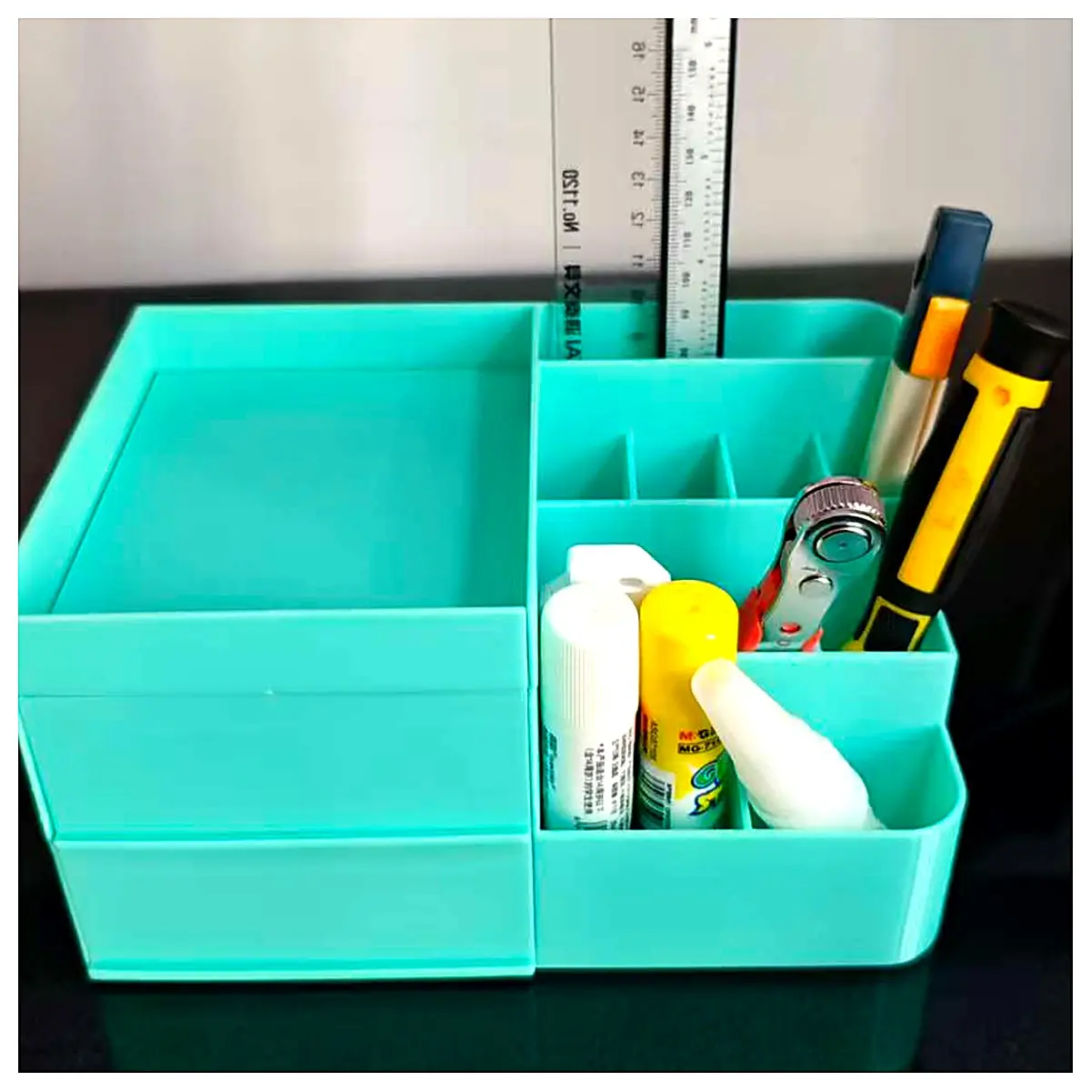 Drawer Desktop Organizer Pen Holder Storage Box Office Desk Accessory Pen Case Multi Compartment Holder
