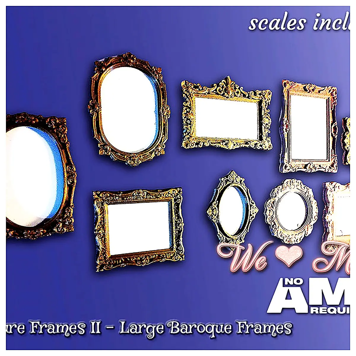 Dollhouse Photo Frame Baroque Style Decoration Scene Accessory Large Window Display Model Toy Parts Scene Props