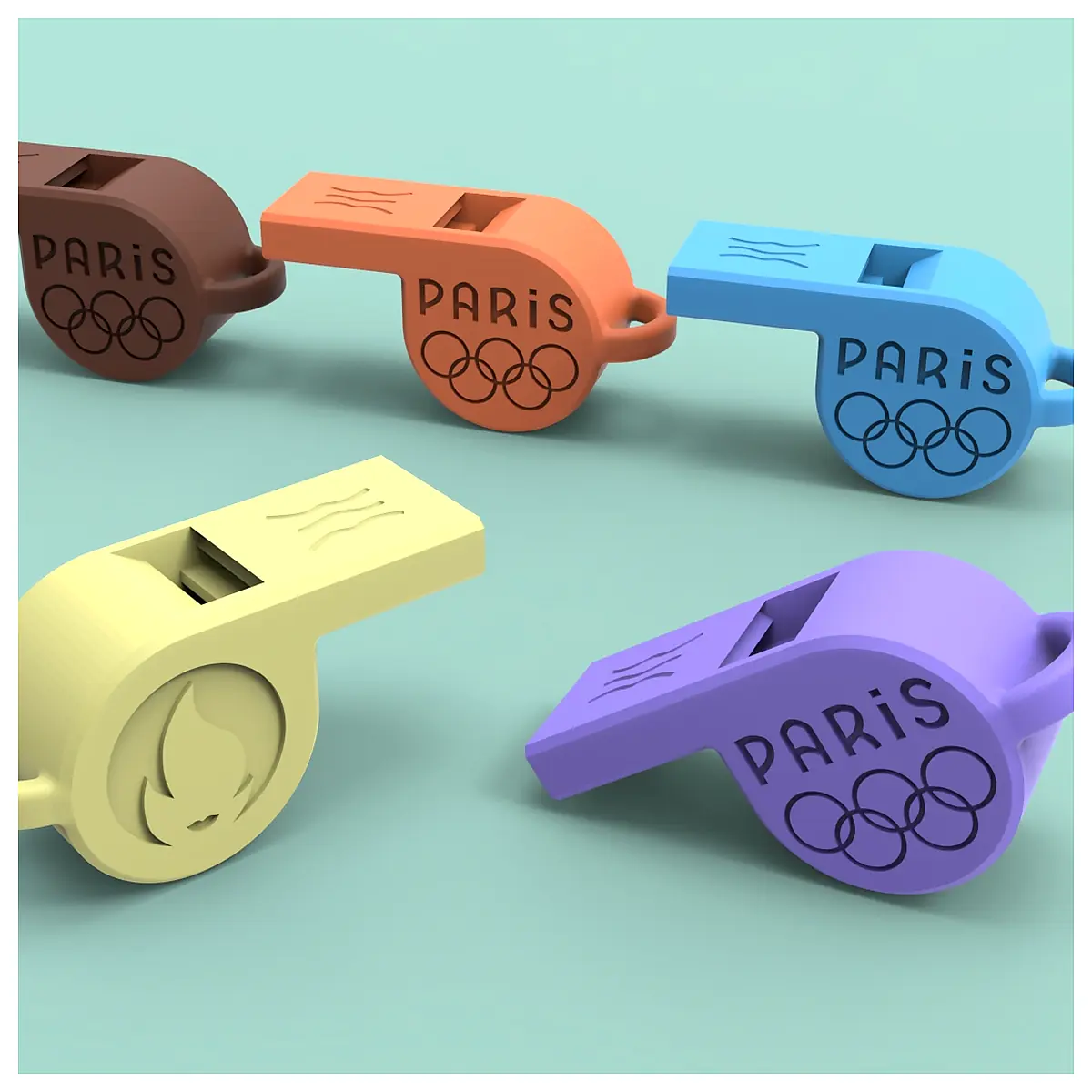 Paris 2024 Olympic Whistle with Ball Loud Sound Complete Print Support Sports Gift Event Souvenir