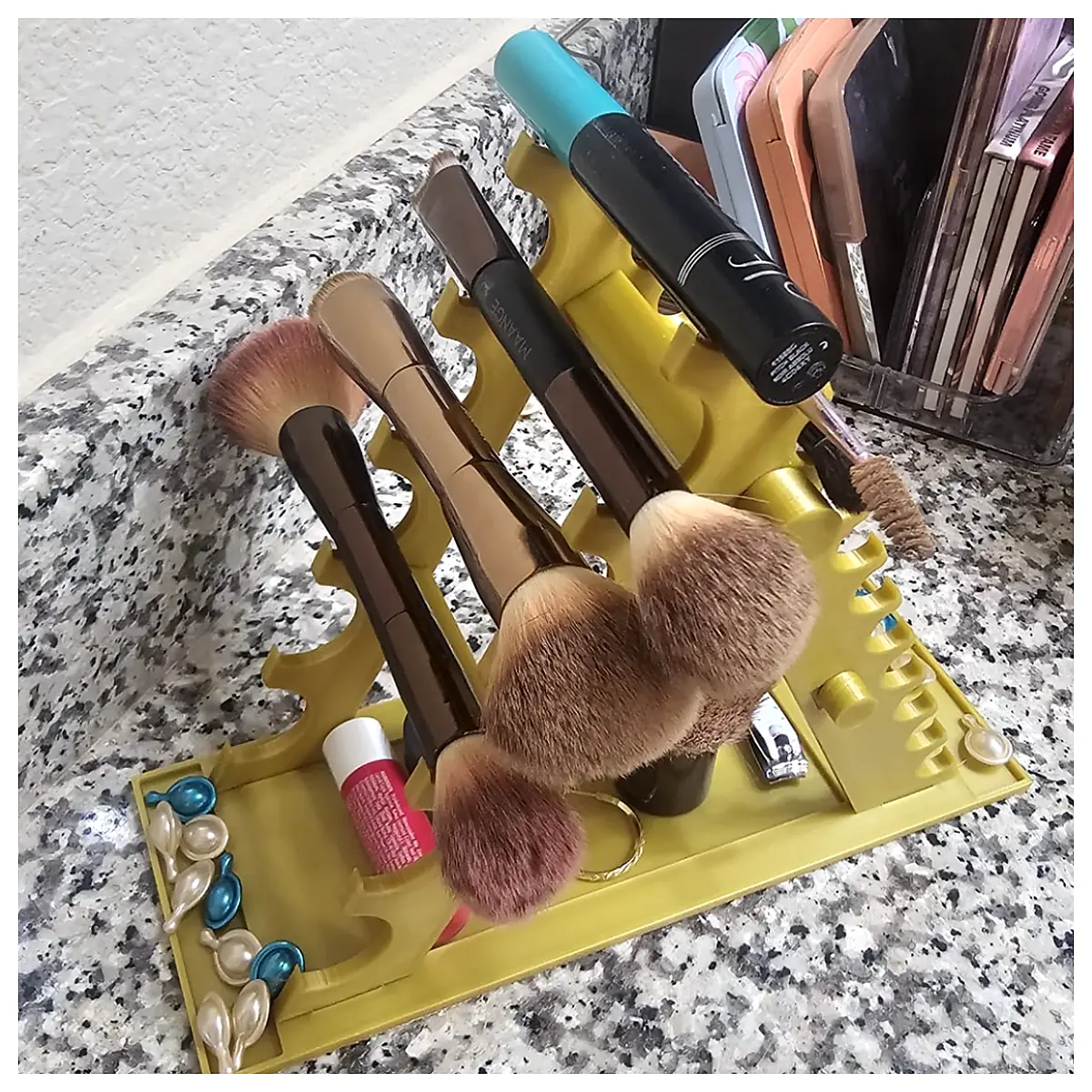 Makeup Brush Holder Dual Head Brush Rack Organizer Brush Storage Desktop Bathroom Wall Mounted Brush Holder Accessories