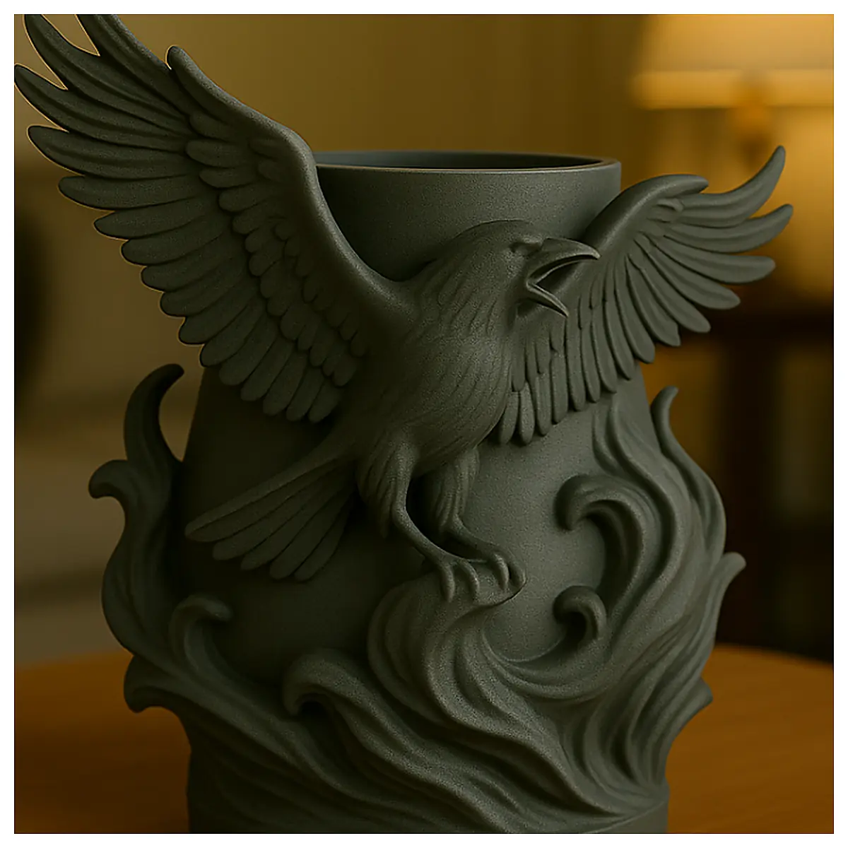 Crow Flower Vase Art Storage Jar Gothic Style Decorative Object Home Storage Box Organizer