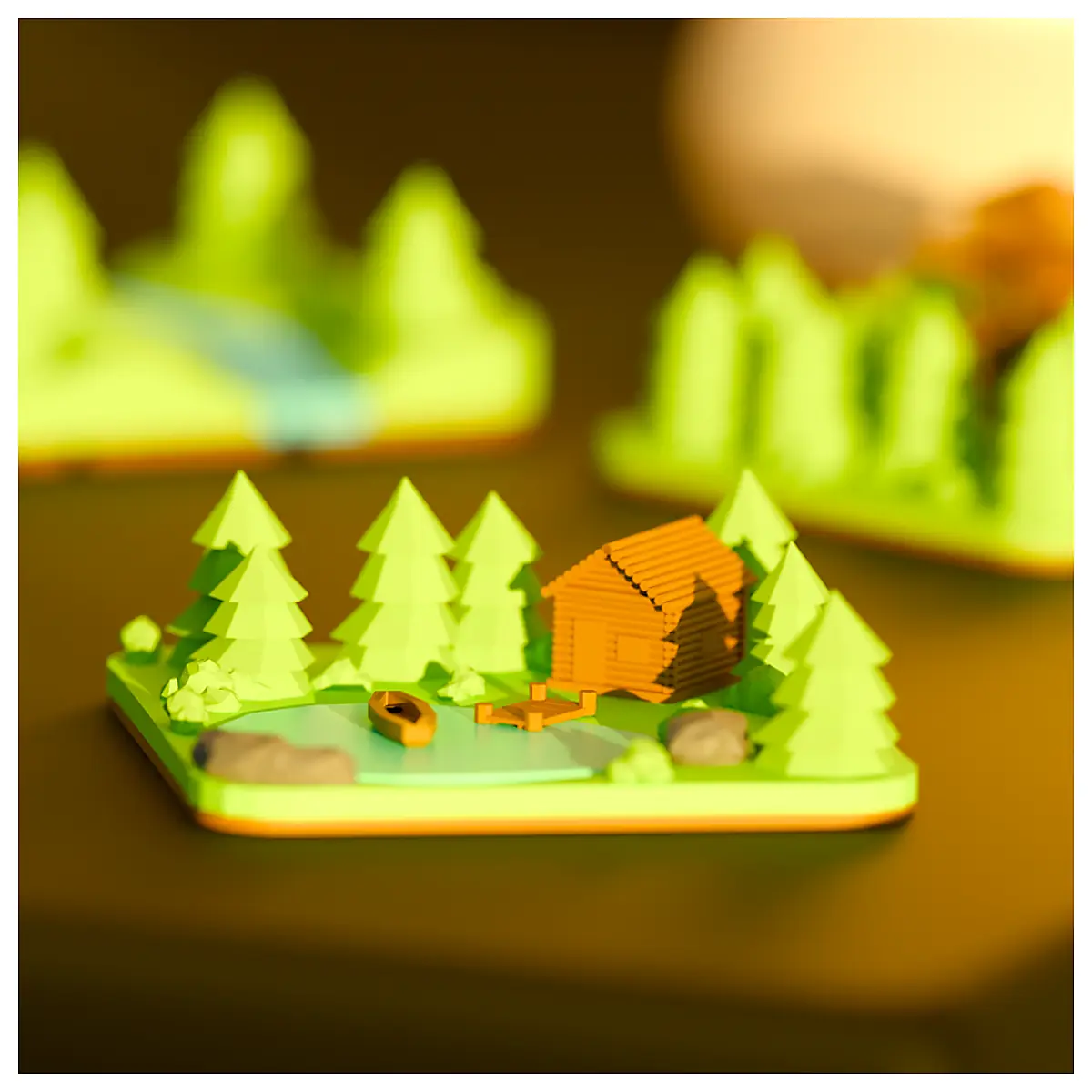 Mini Lake House Model Desktop Landscape Decoration Small Wooden Cottage Toy Indoor Garden Model Lakeside Scene Accessories Miniature House