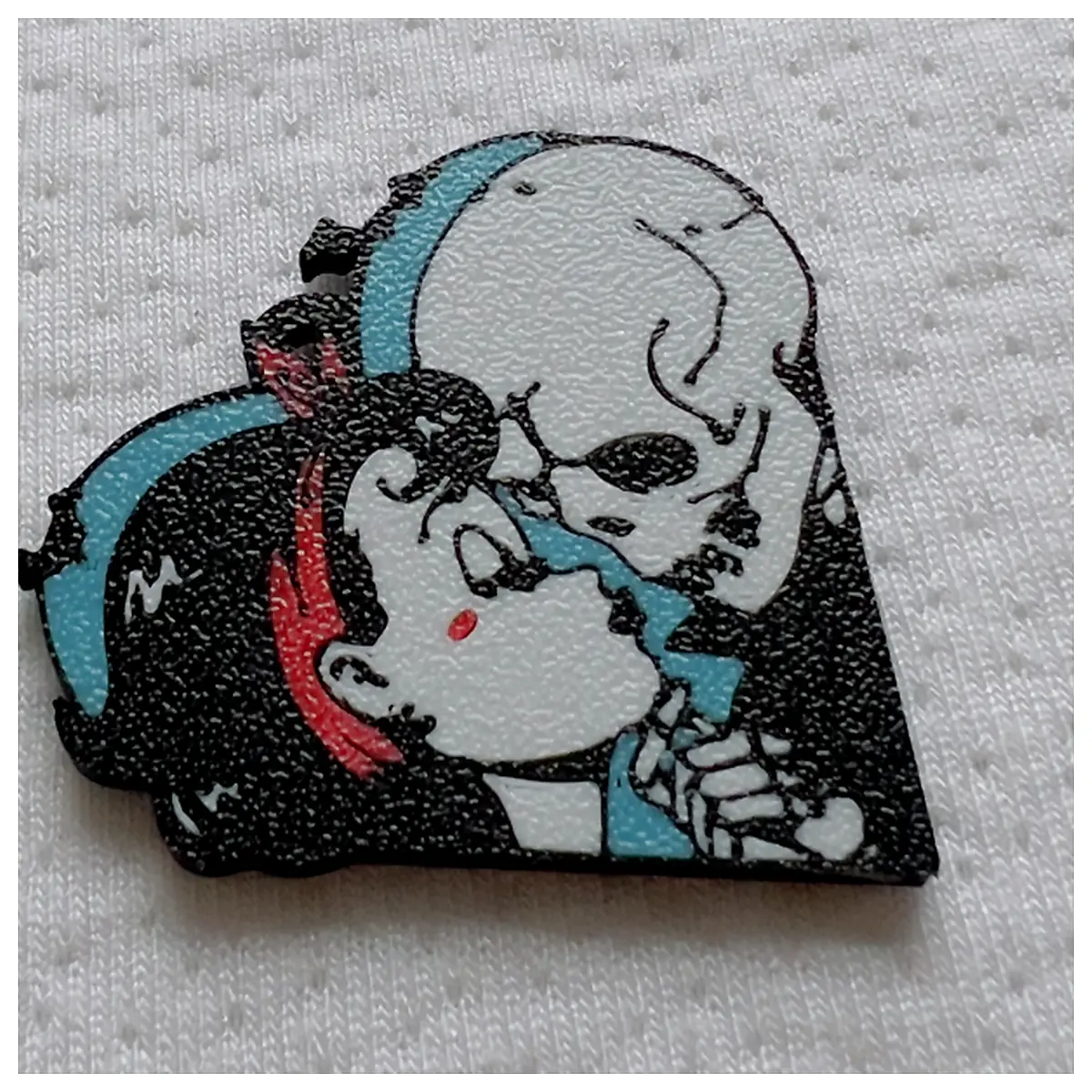 Gothic Love Keychains Girl Skull Kiss Black Cross Floating Ornament Romantic Gift Accessory Pendant Decoration