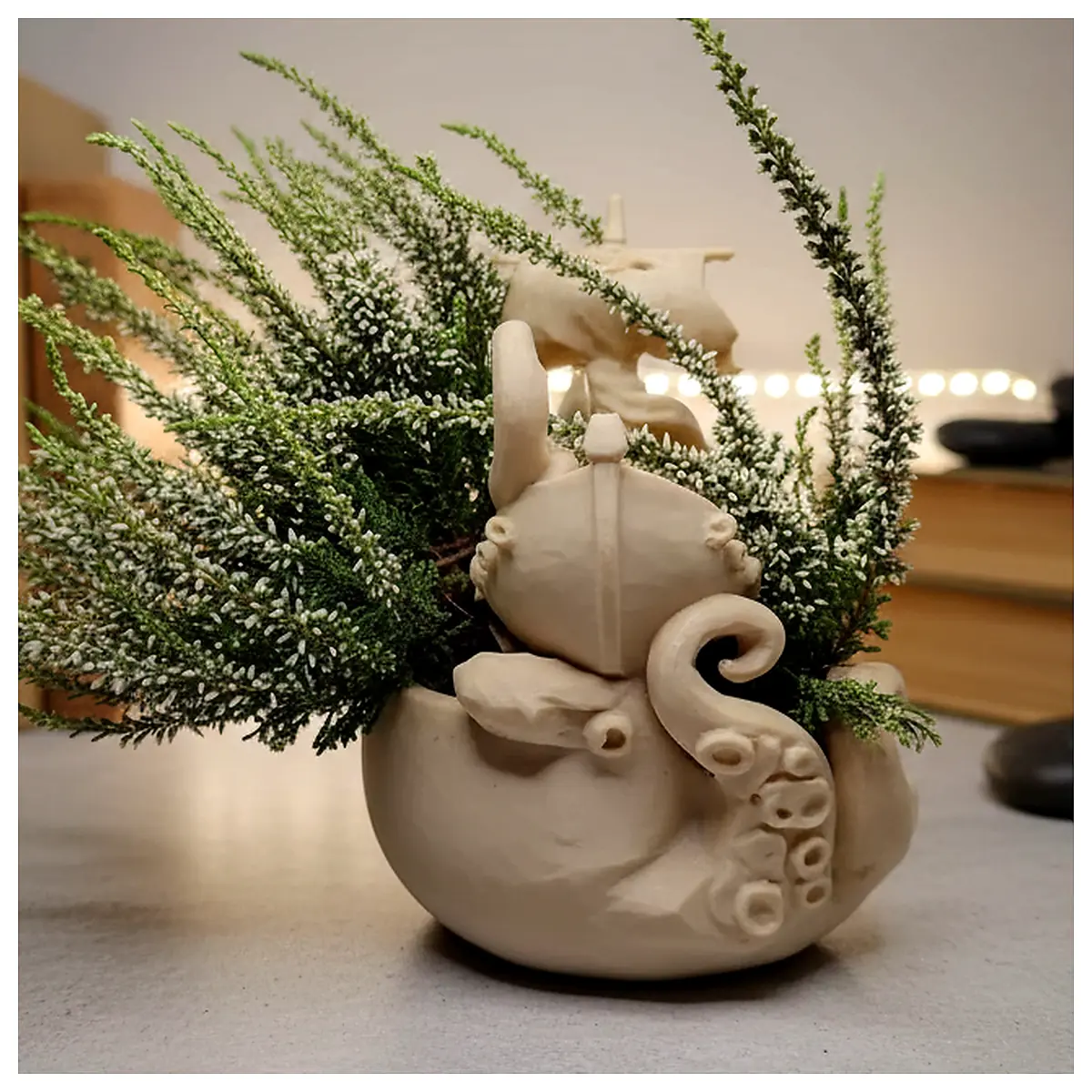 3D Printed Kraken Planter Nautical Theme Decoration Aquarium Landscape Ocean Figurine Hydroponic Pot Captain Gift