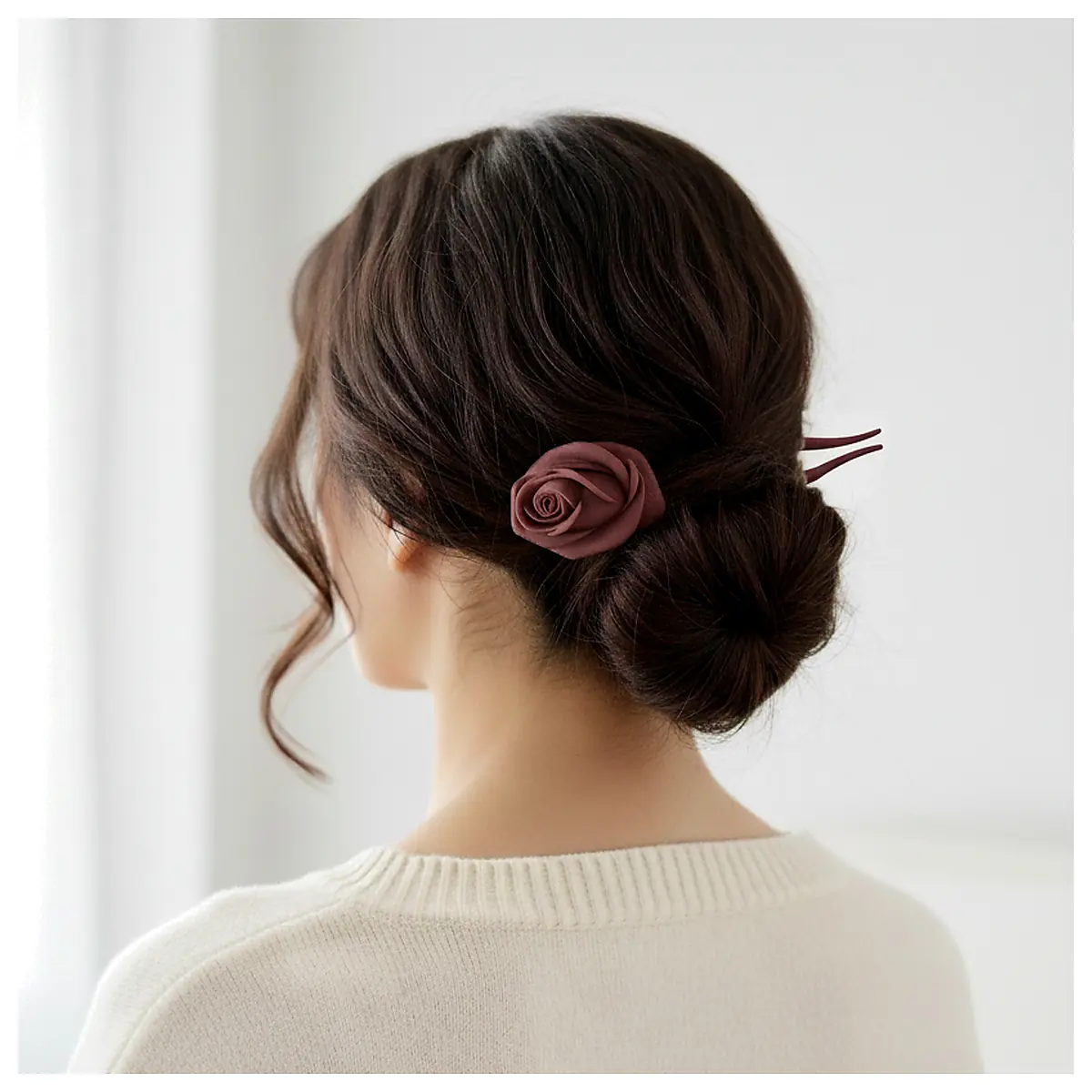Rose Hairpin Women s Floral Printed Hair Accessory Elegant Korean Hair Comb Wedding Party Decoration Girl Hair Clips
