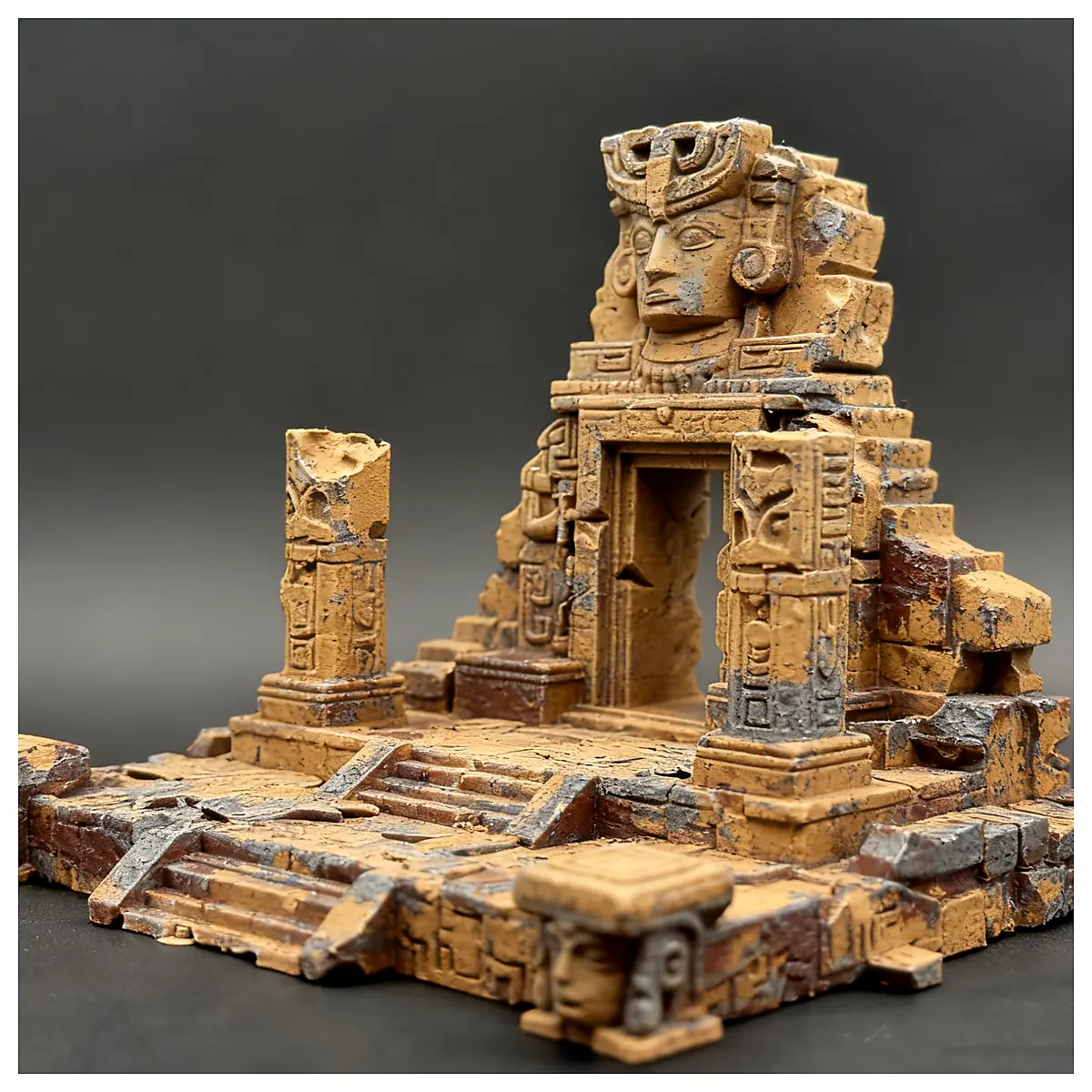 Maya Temple Ruins Model Toy Decoration Scene Building Assembly Collection Archaeological