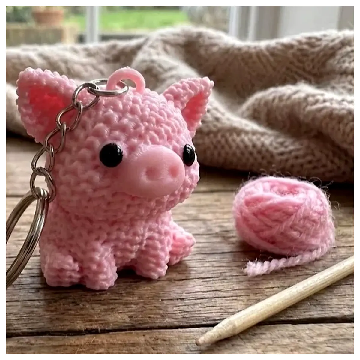 Plush Pig Keychain Figurine Crochet Small Animal Decoration Toy Collectible Gift
