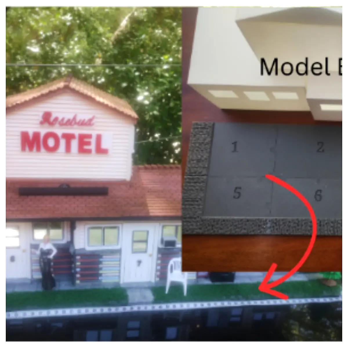 Rose Motel Model Dollhouse Base Plate Toy House Scene Accessories Mini Home Decoration Kids Toys Scene Building