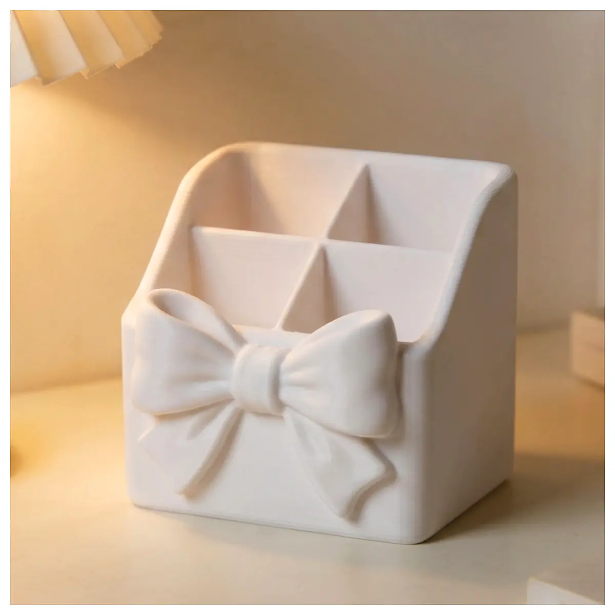 Decorative Ribbon Desktop Storage Box Bow Organizer Multi Purpose Storage Container Bedroom Shelf Desk Organizer Small Storage Box for Small I