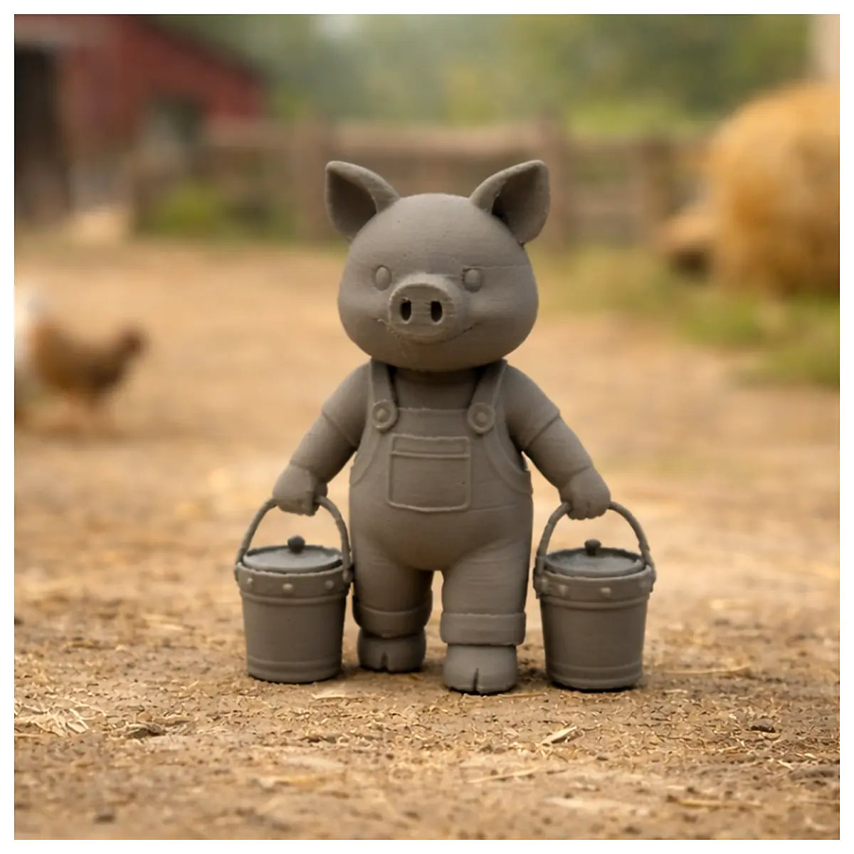 Pig with Milk Bucket Farm Animal Toy Realistic Simulation Pet Educational Toys Kids Gift