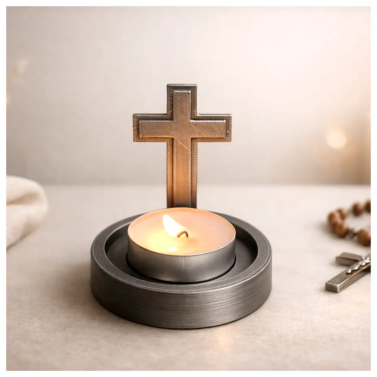 Minimalist Cross Tea Candle Holder Desktop Decoration Creative Tea Stand Gift Coffee Mat Candle Accessories