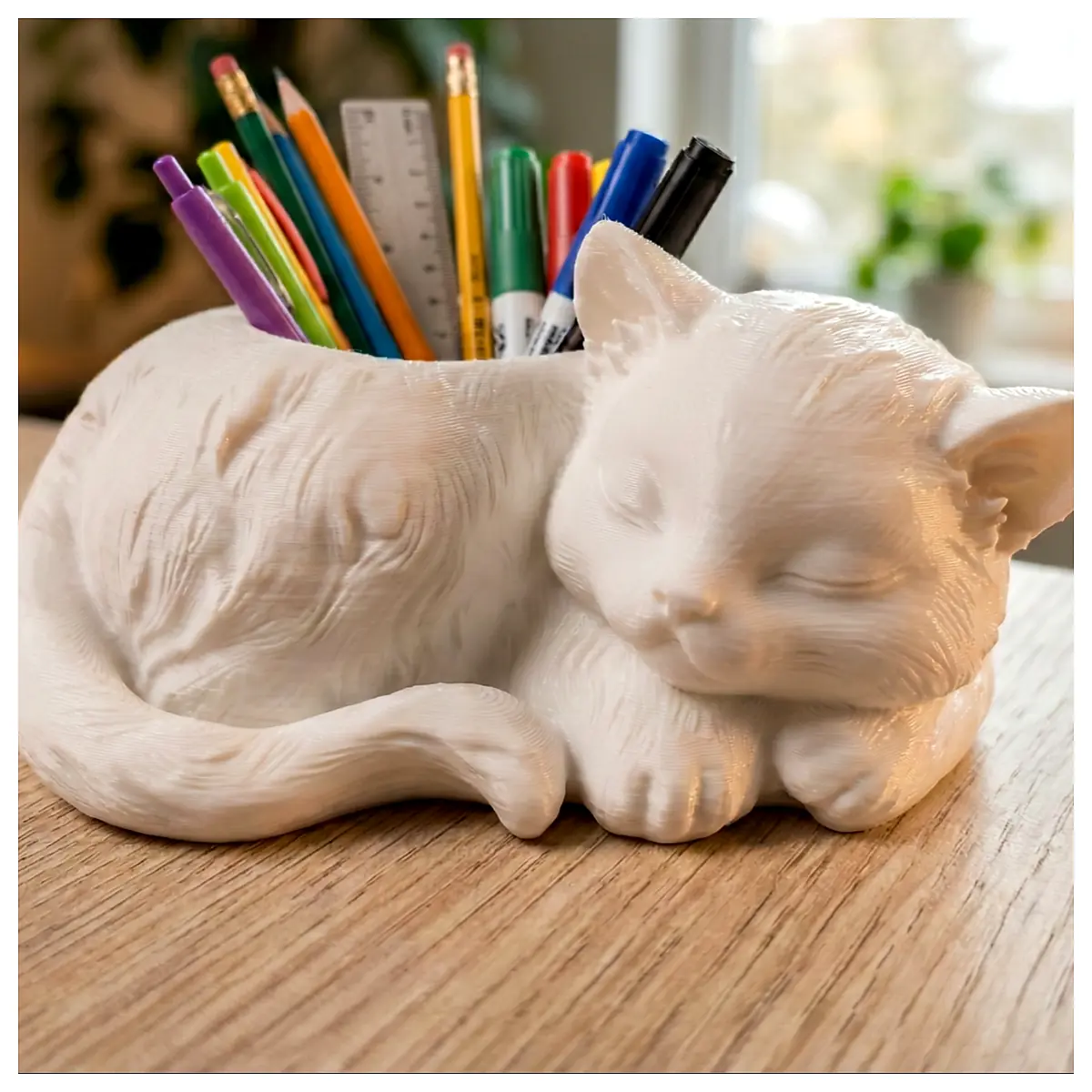 Sleepy Cat Pencil Holder Desk Organizer Creative Decoration Lazy Cat Accessory Desktop Storage Box