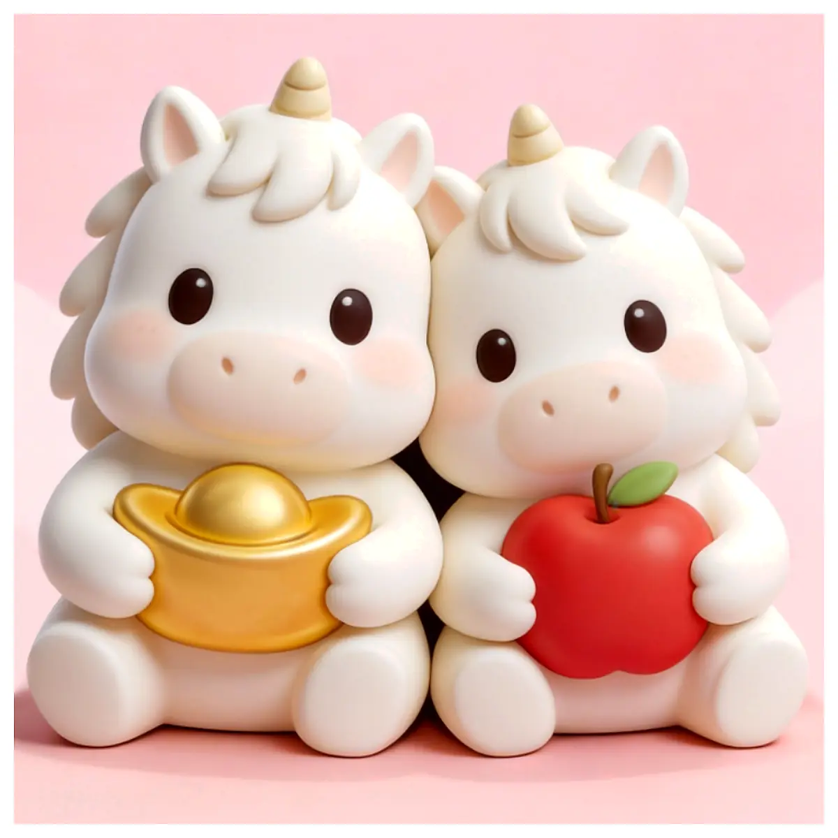 Couple Figurine Year of the Horse Lucky Charm Adhesive Decoration Festive Gift Meaningful