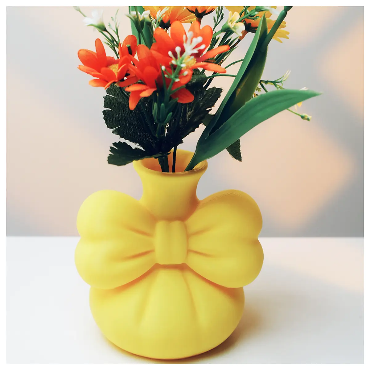Puffy Bow Flower Vase Decorative Accessory Cute Girl Gift Desktop Decoration Sweet Lovely Girl Gift