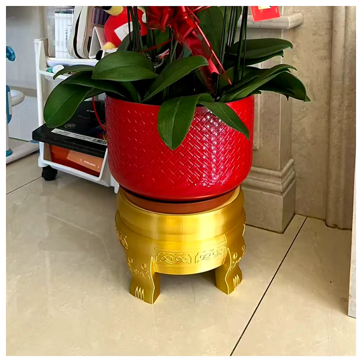 Golden Flower Pot Stand Planter Support Plant Holder Indoor Garden Stand Decorative Pot Base Support Holder Stand Decoration