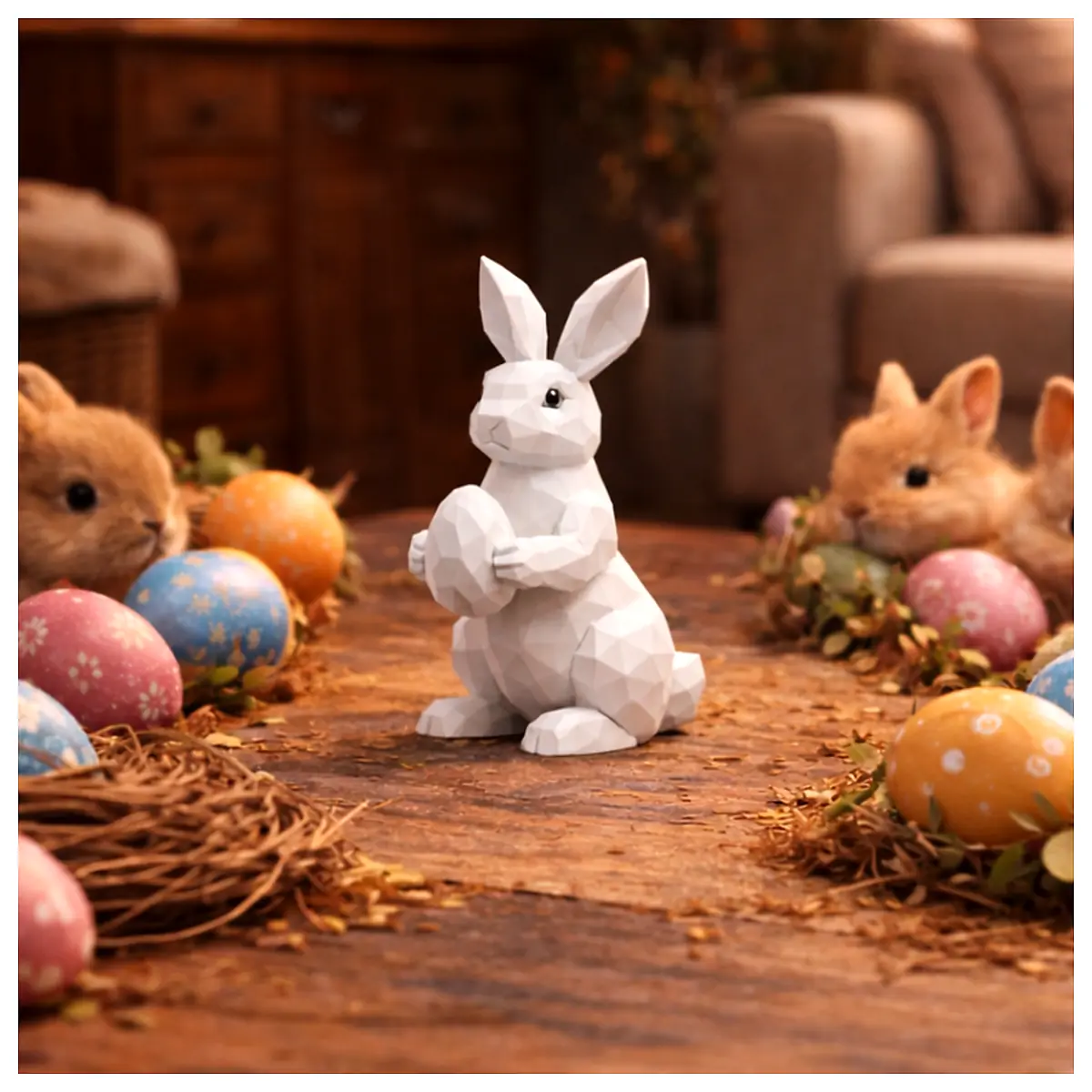 Modern Easter Rabbit Decoration Low Poly Rabbit Toy Festive Decor Easter Gift Decoration Accessories