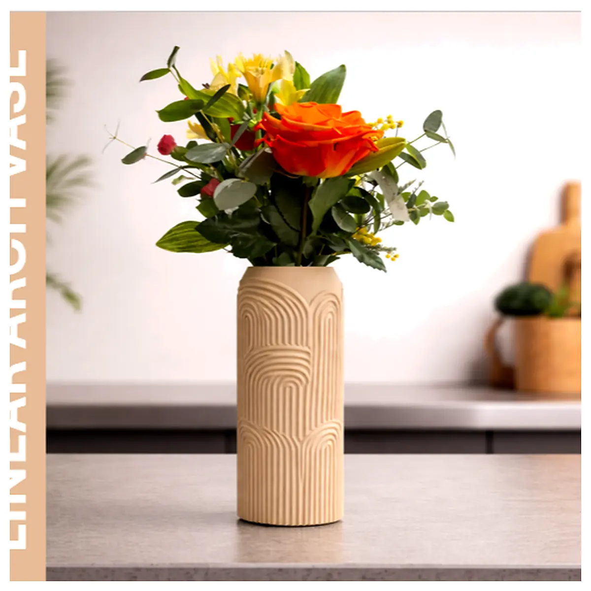 Linear Arched Vase Decorative Vase Home Decor Modern Geometric Shape Flower Arrangement Container Vase Accessory
