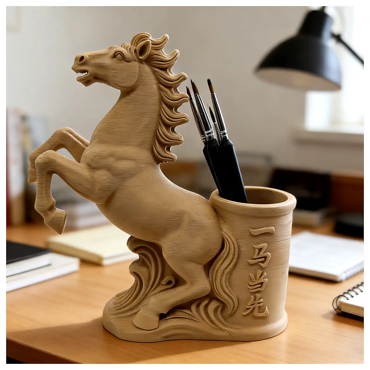 Leading Horse Pen Holder Creative Writing Accessories Office Desk Organizer Desk Decoration Study Supplies Pen Caddy Office Ornament