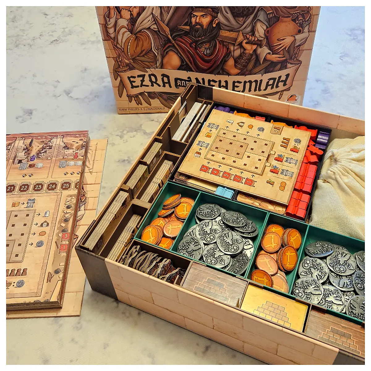 Ezra Nehemiah Board Game Organizer Tabletop Game Storage Box Toy Storage Game Accessory Holder Collectible Game Storage