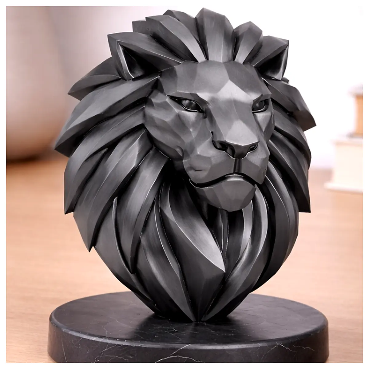 Geometric Lion Head Sculpture Decor Figurine Art Modern Minimalist Decoration Desk Ornament Friends Family