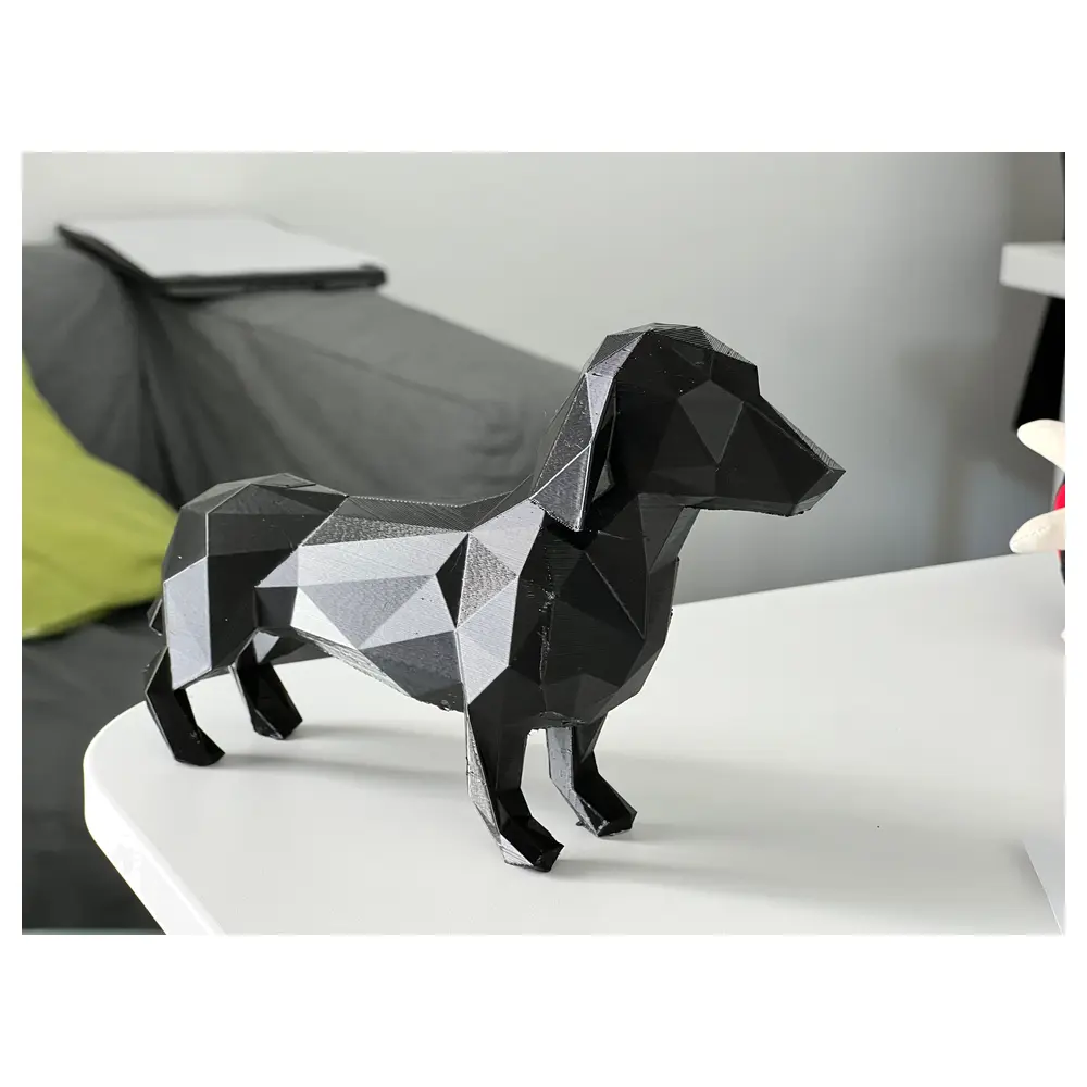 Dachshund Low Poly Model 3D Print Miniature Dog Figure Replacement Parts Repair