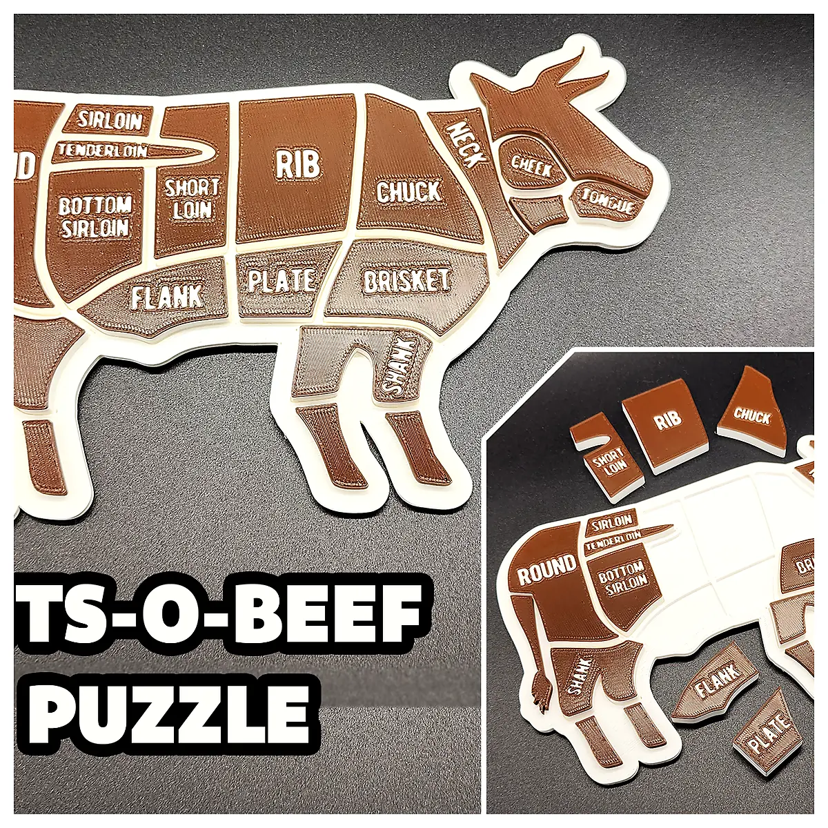 Cuts O Beef Puzzle 2 Brain Teaser Puzzle Wooden Puzzle Jigsaw Assembly Pieces