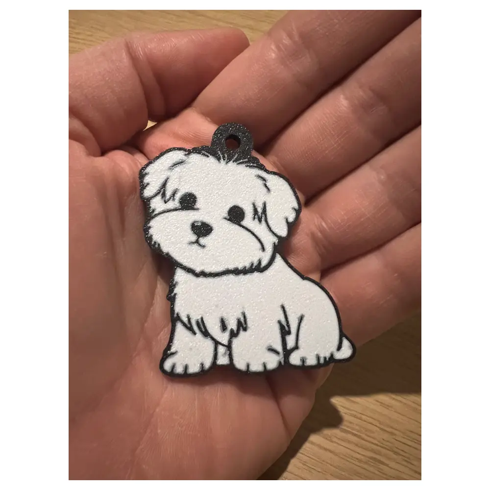 Cute Maltese Dog Keychain Dog Charm Pet Memorial Dog Gift Lucky Dog Breed Accessory