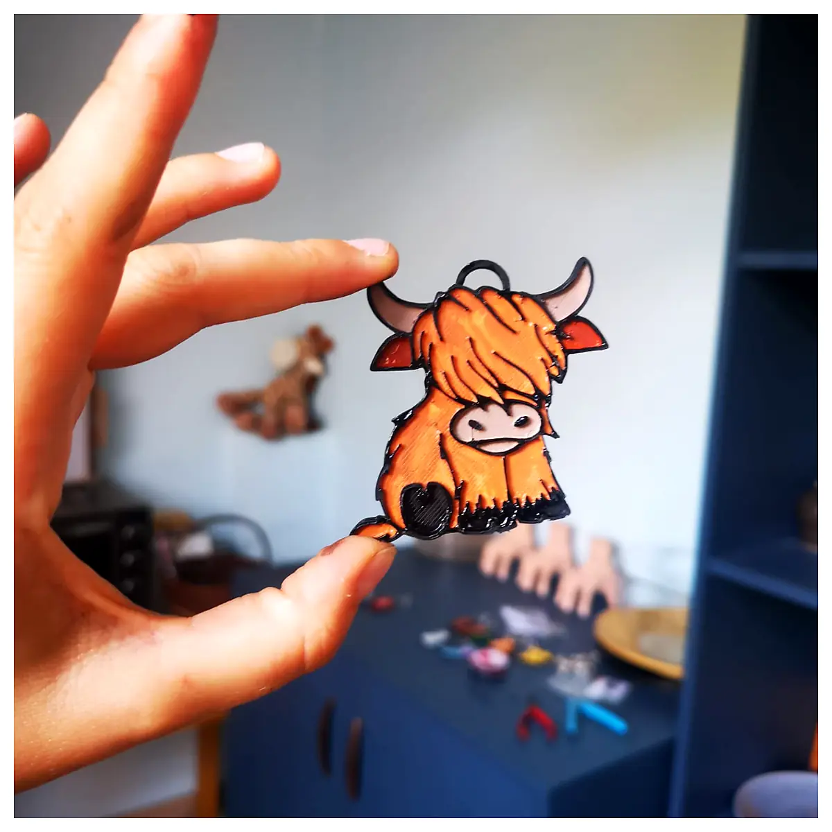 Highland Cow Keychain Animal Charm Pet Gift Cute Universal Accessory Replacement Parts Repair