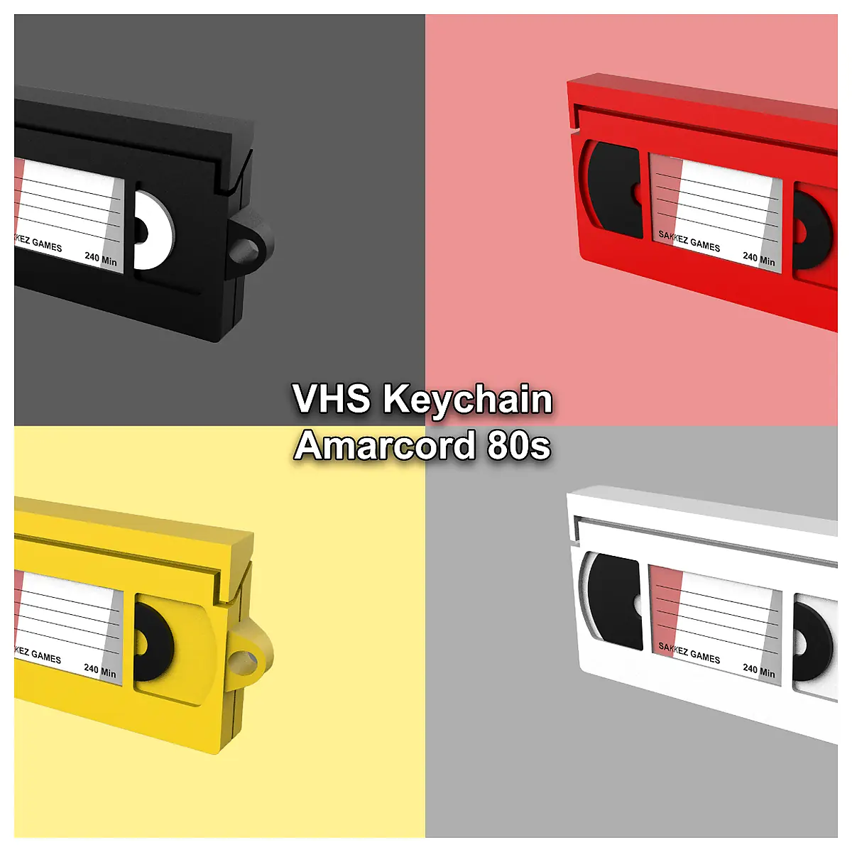 Vintage VCR Keychain 80s Retro Cassette Tape Memory Gift Electronic Accessory