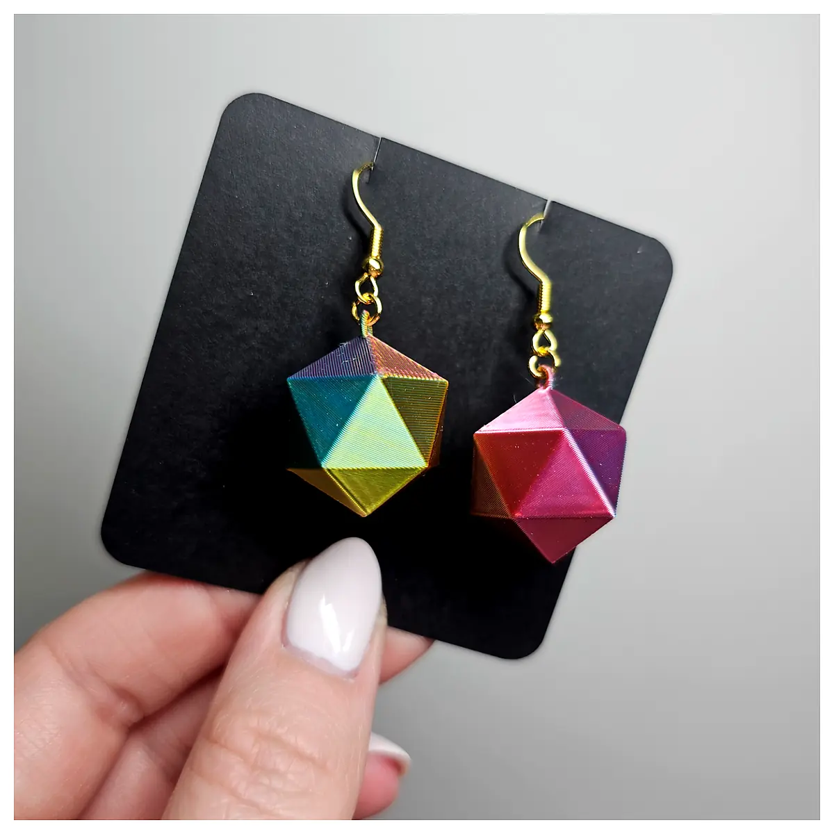 Polyhedral Earrings Icosahedron Dodecahedron Geometric Jewelry 3D Shapes Gifts