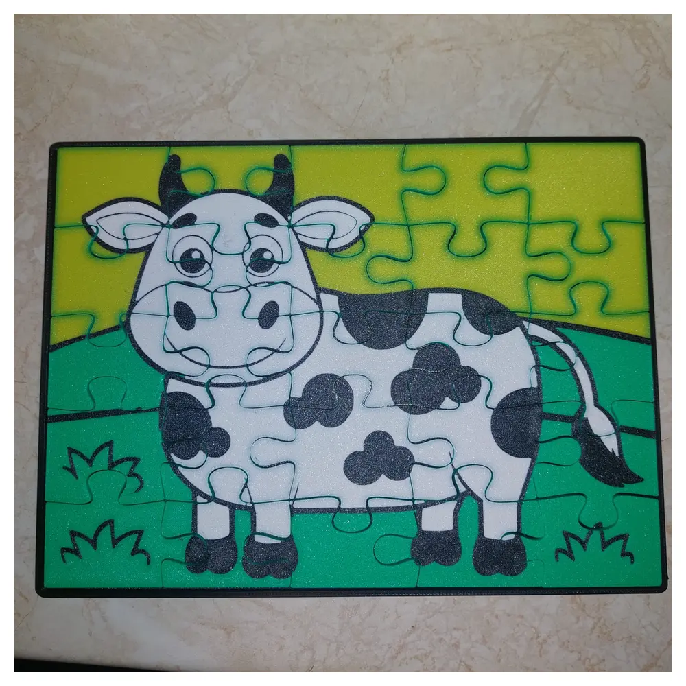 Kids Puzzle Cow Educational Toy Wooden Puzzle Jigsaw Puzzle Fun Brain Games Learning
