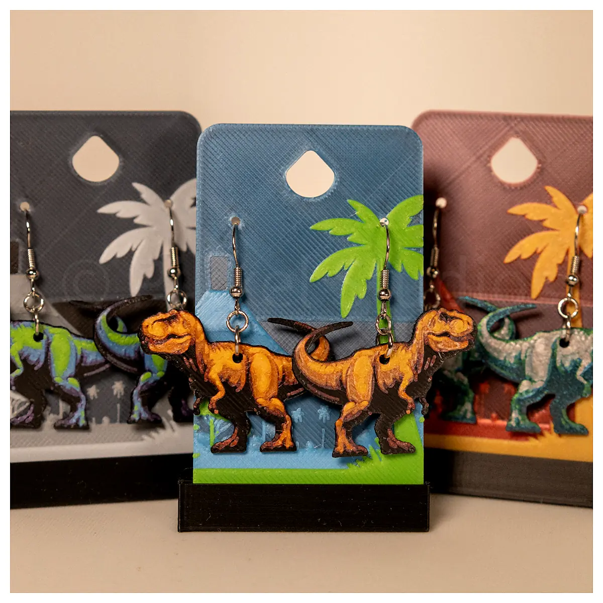 T Rex Dino Earrings Jurassic Jewelry Dinosaur Gift Novelty Charm Accessories Wholesale Retail