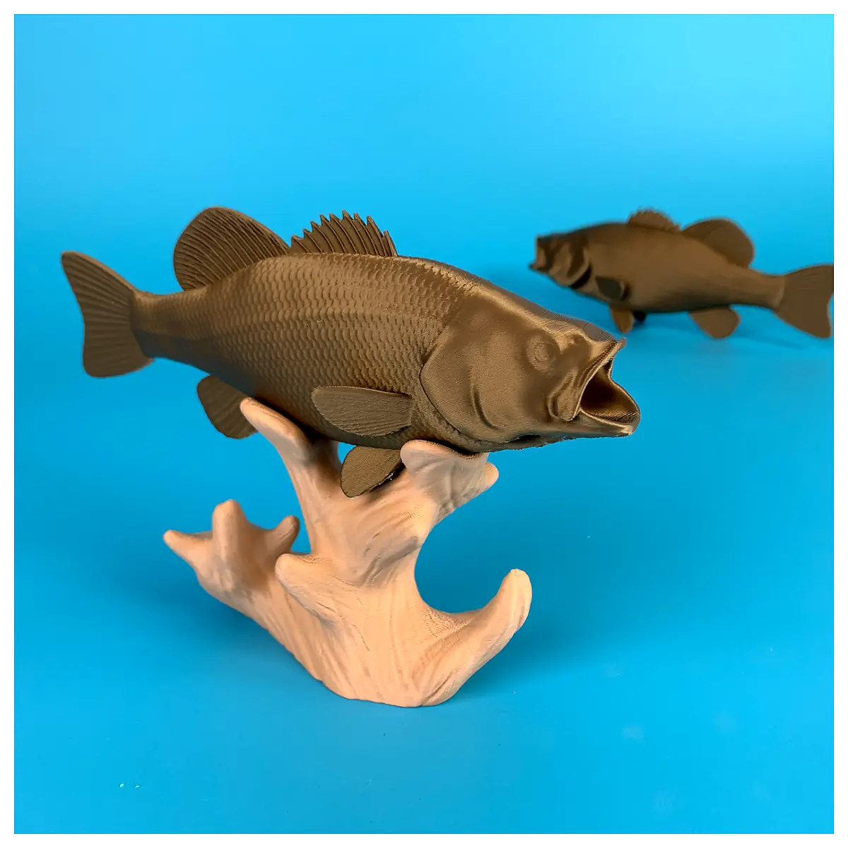 Bass Figurine Sculpture Decor Fish Statue Aquarium Ornament Mobile Phone Desktop Decoration Bass Theme Art