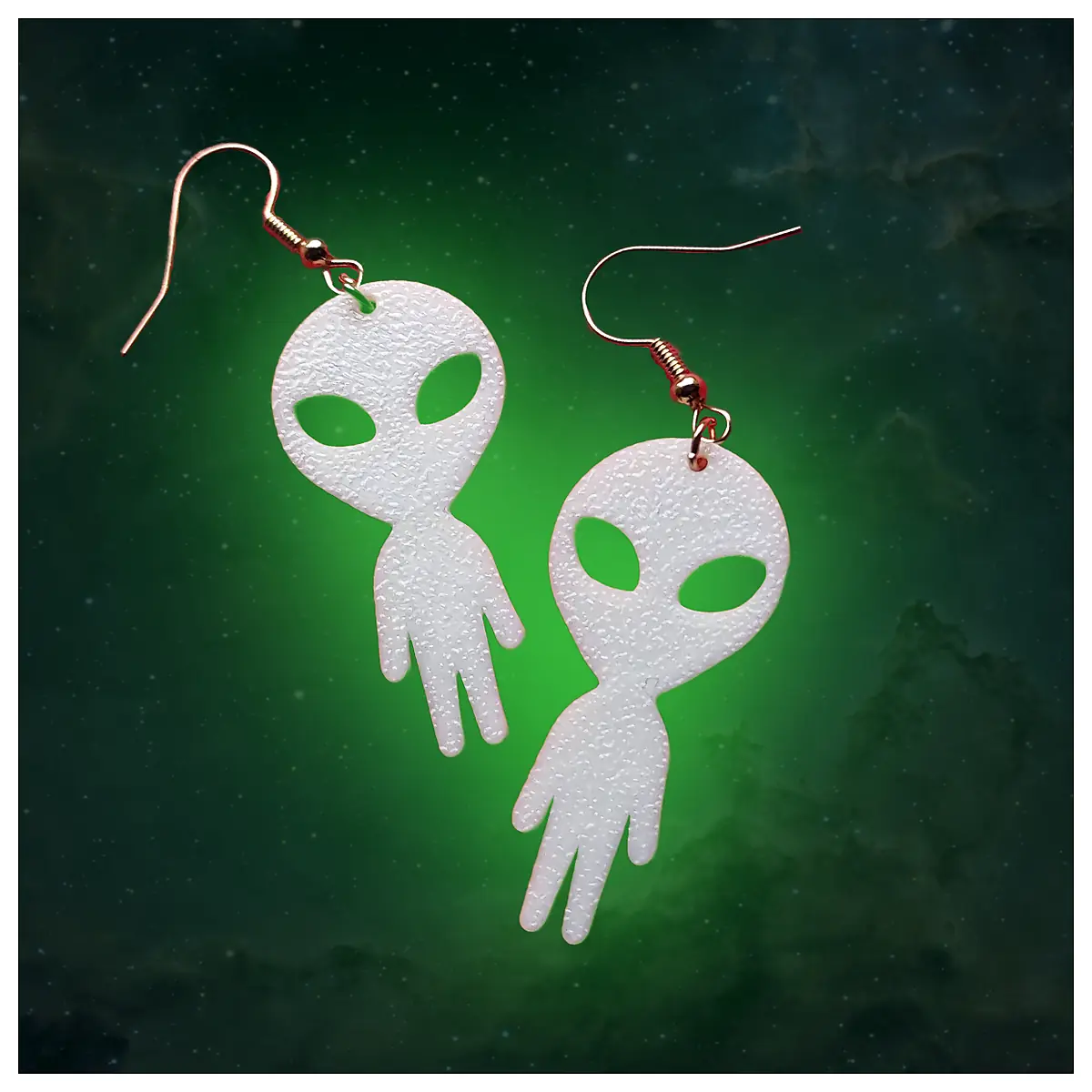 Alien Earrings Cosmic Decor Fantasy Jewelry Personal Style Silver Buy Now