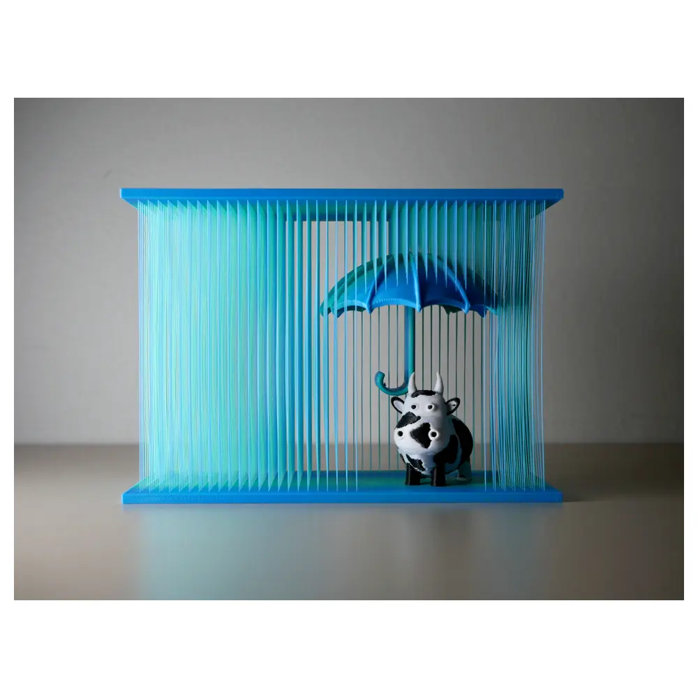 Girl in the Rain Artwork Protective Umbrella Child Painting Wall Decor Art Print