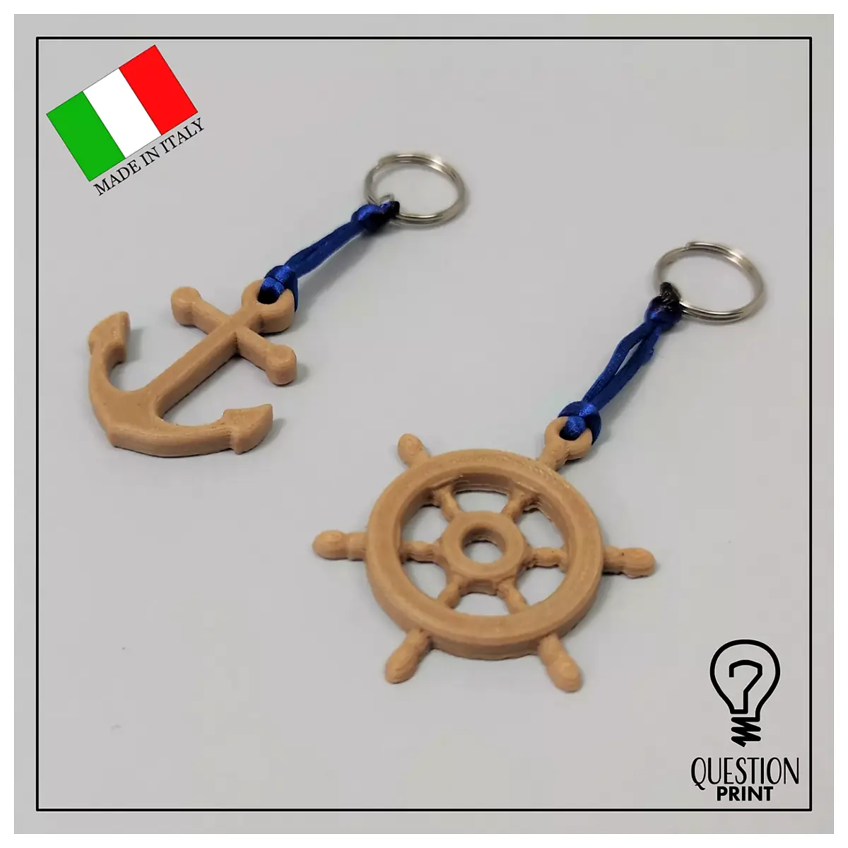 PLA Wood Rudder Keychain Nautical Decor Boat Accessory Rudder Part Keyring Marine Hardware