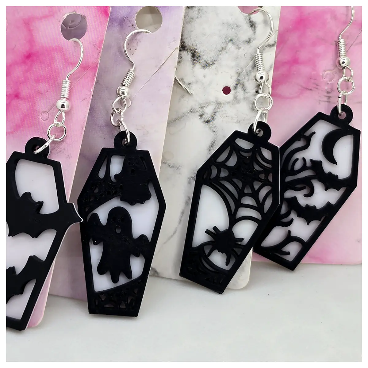 Coffin Earrings Gothic Style Jewelry Small Accessories Replacement Parts Repair