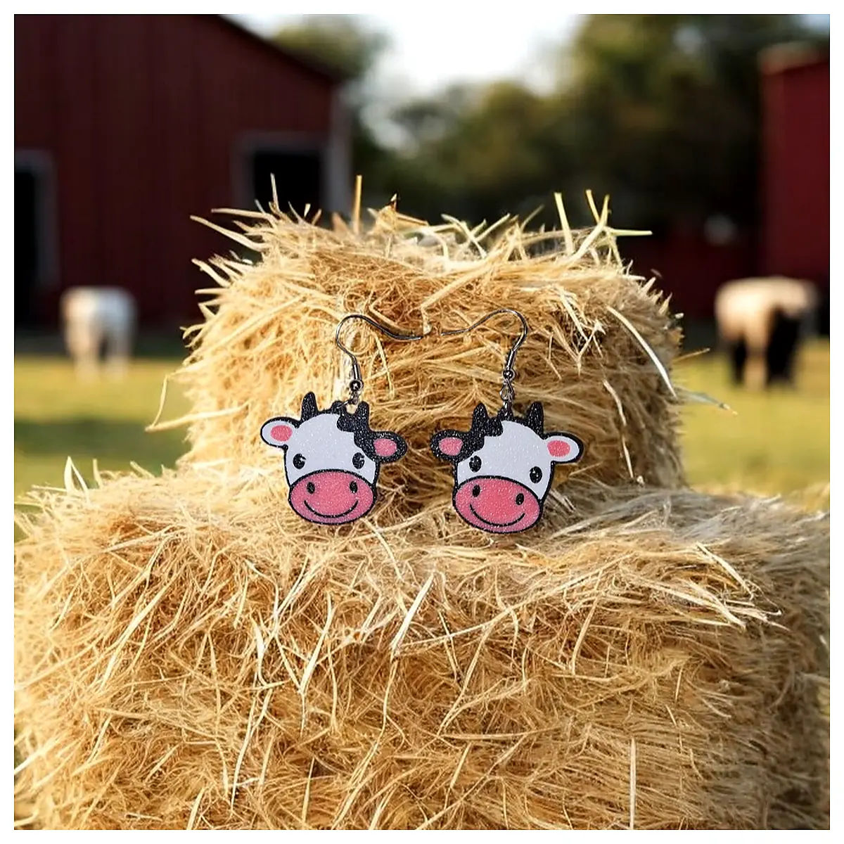 Cute Cow Earrings Animal Jewelry Gift Women Accessories Design Elegant
