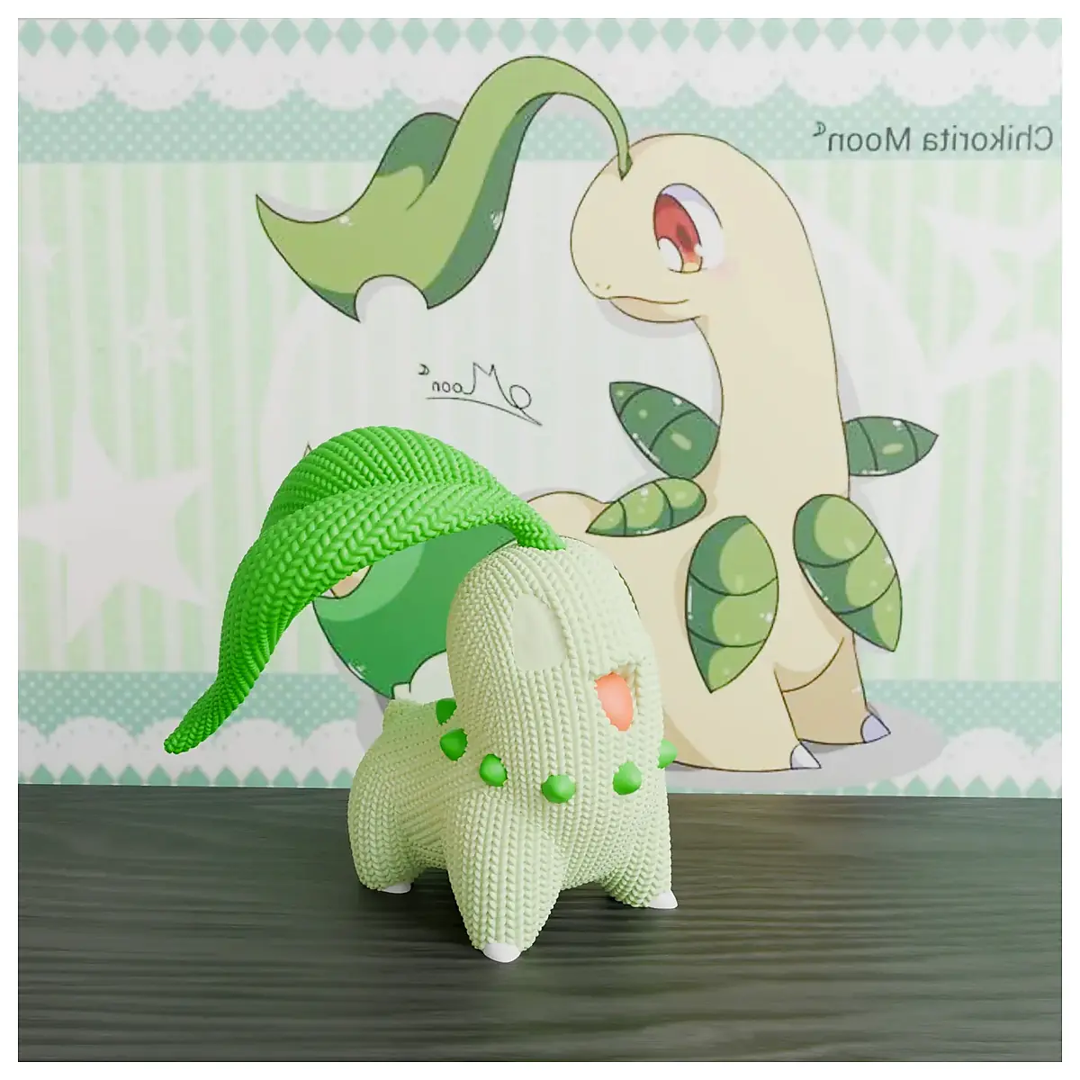 Cold Weather Knitting Chikorita Plush 9cm 56g Crochet Toy DIY Craft Supplies