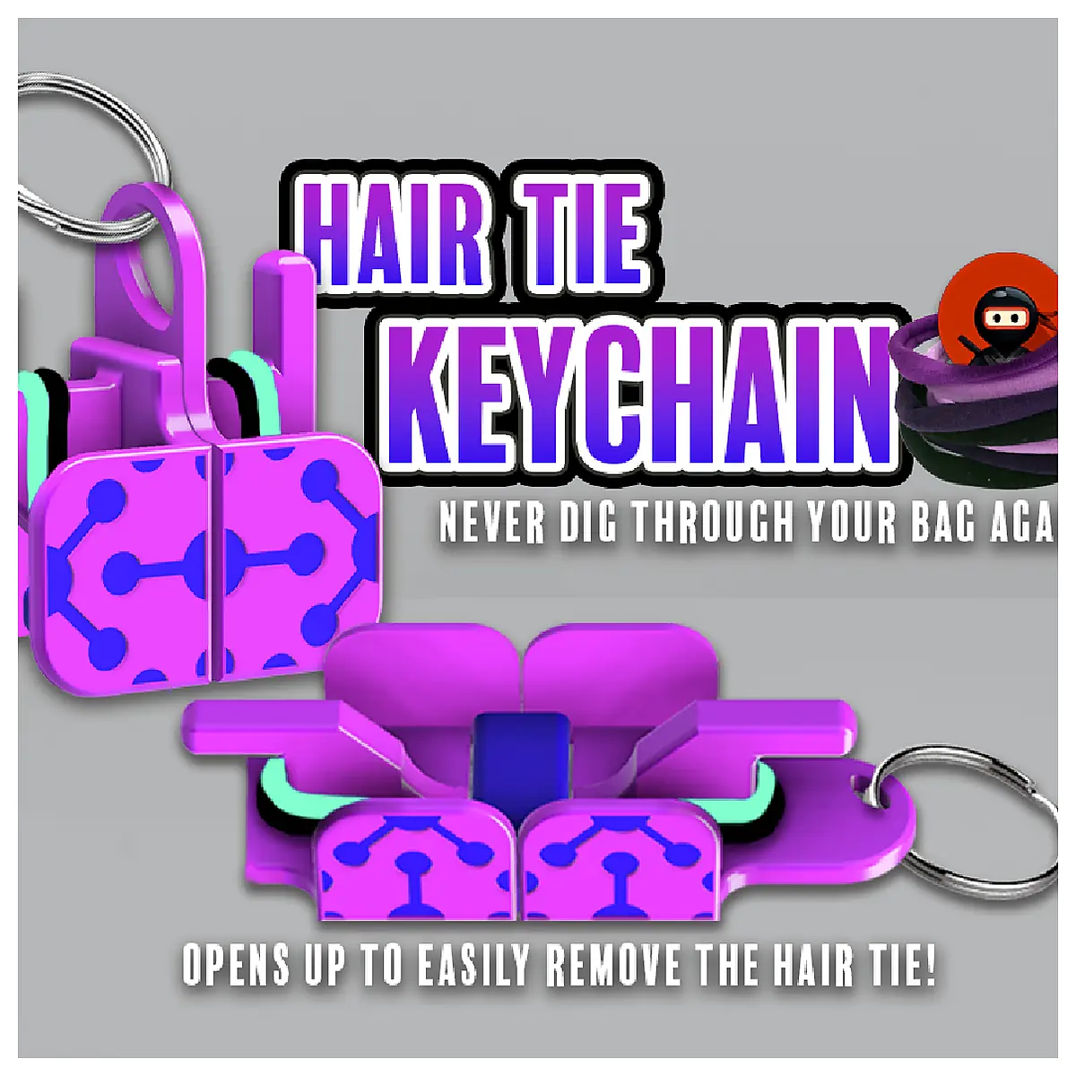 Hair Tie Holder Keychain Organizer Multi Purpose Clip Storage Accessory Practical Simple Stylish